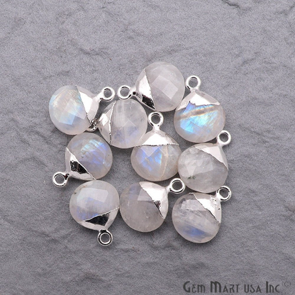 Rainbow Moonstone 12mm Onion Silver Electroplated Single Bail Gemstone Connector