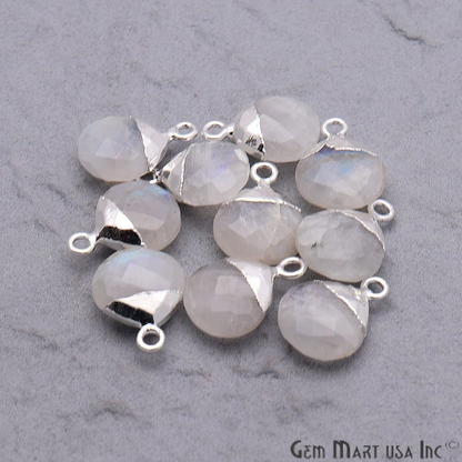 Rainbow Moonstone 12mm Onion Silver Electroplated Single Bail Gemstone Connector