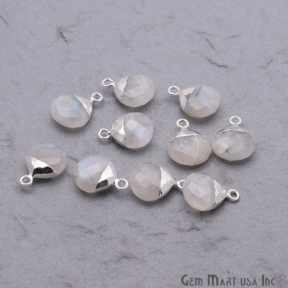 Rainbow Moonstone 12mm Onion Silver Electroplated Single Bail Gemstone Connector