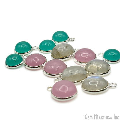 Silver Plated Pendant Bulk Lot, Single Bail Bezel Gemstones, Jewelry Making Supplies, DIY Jewelry Starter Kit, 18 pcs Craft Pack, GemMartUSA
