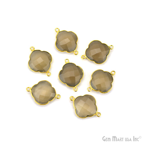 Clover 16x22mm Double Bail Gold Bezel Gemstone Connector