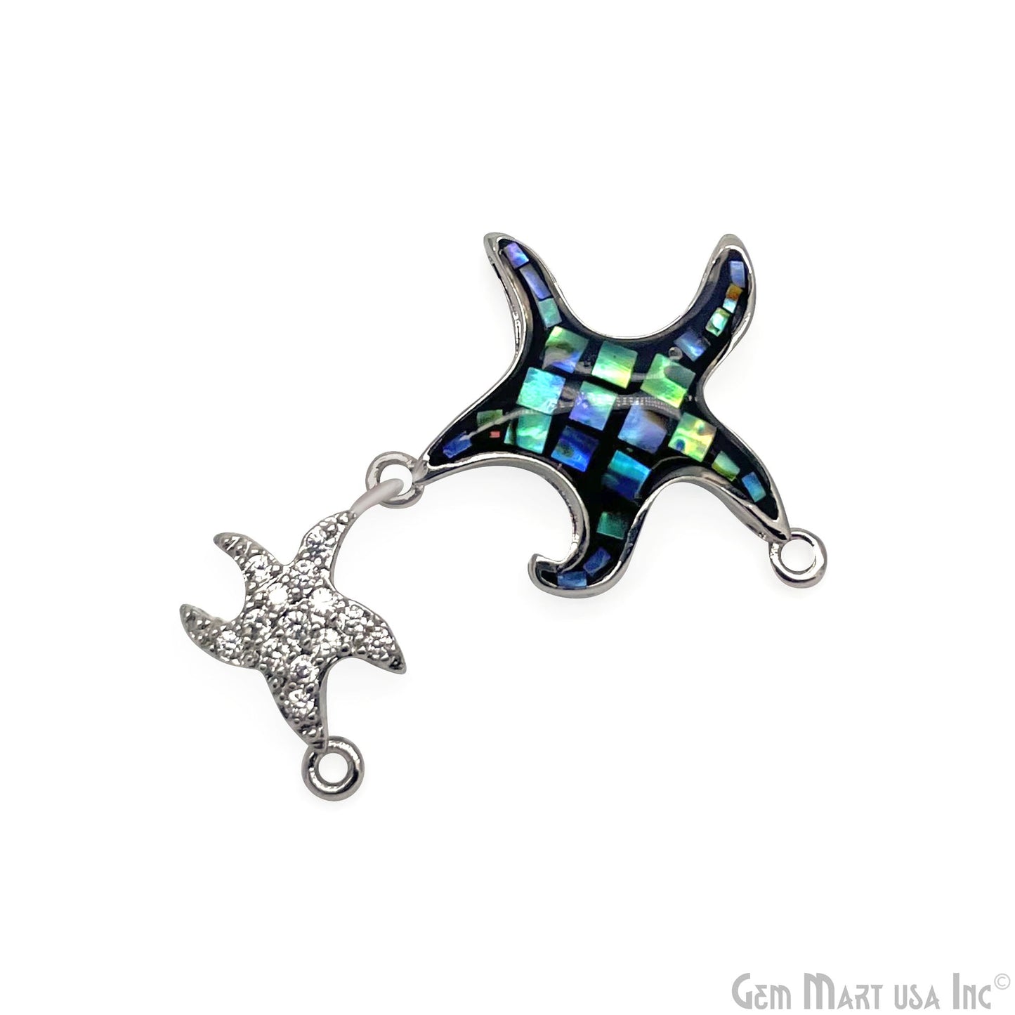 Starfish Charm Pendant Cubic Zircon 30x23mm Double Bail Bracelet Charm Jewelry GemMartUSA