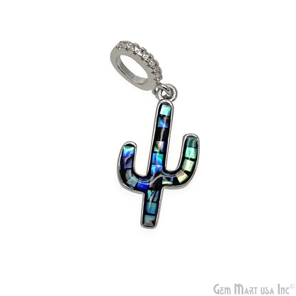 Shell Cactus Charm Pendant 30x12mm Single Bail Bracelet Charm Jewelry GemMartUSA