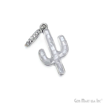 Shell Cactus Charm Pendant 30x12mm Single Bail Bracelet Charm Jewelry GemMartUSA