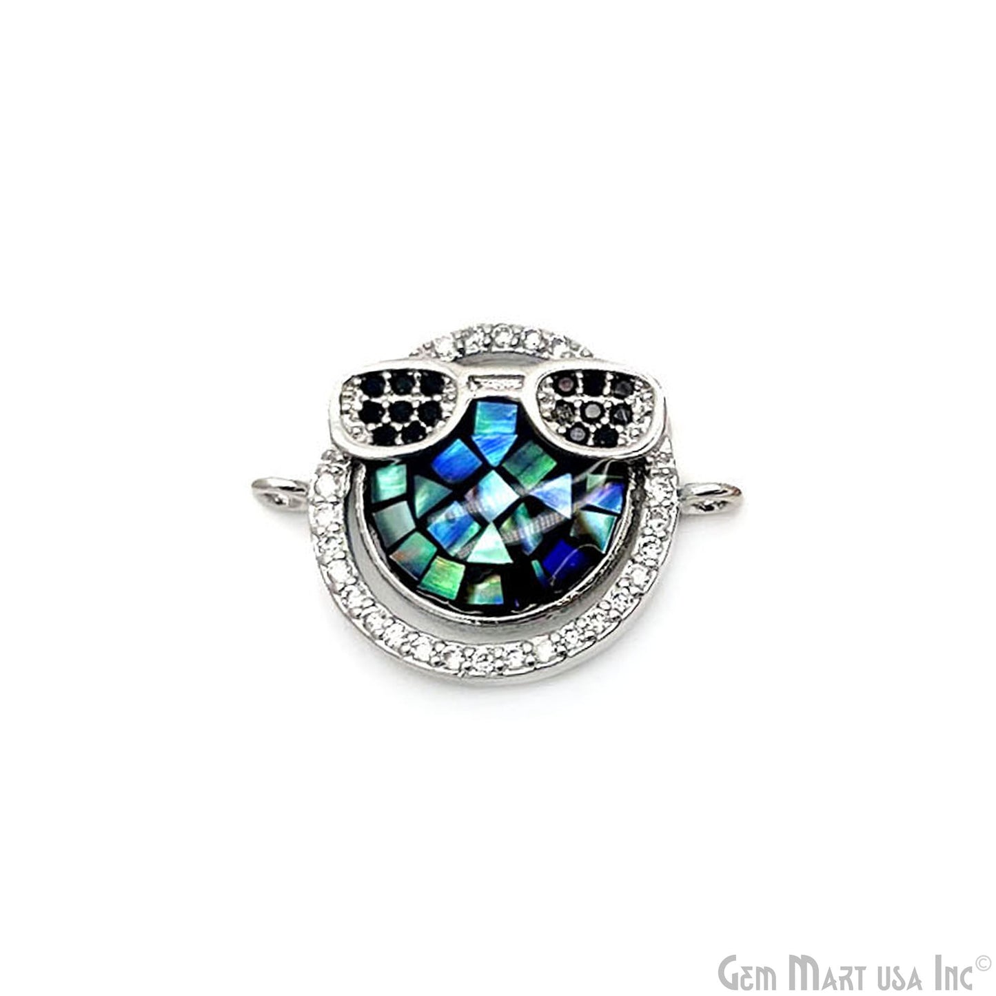 Sunglasses Smiley Face Cool Emoji Pendant 20x15mm Cubic Zircon Emoji Charm Jewelry GemMartUSA