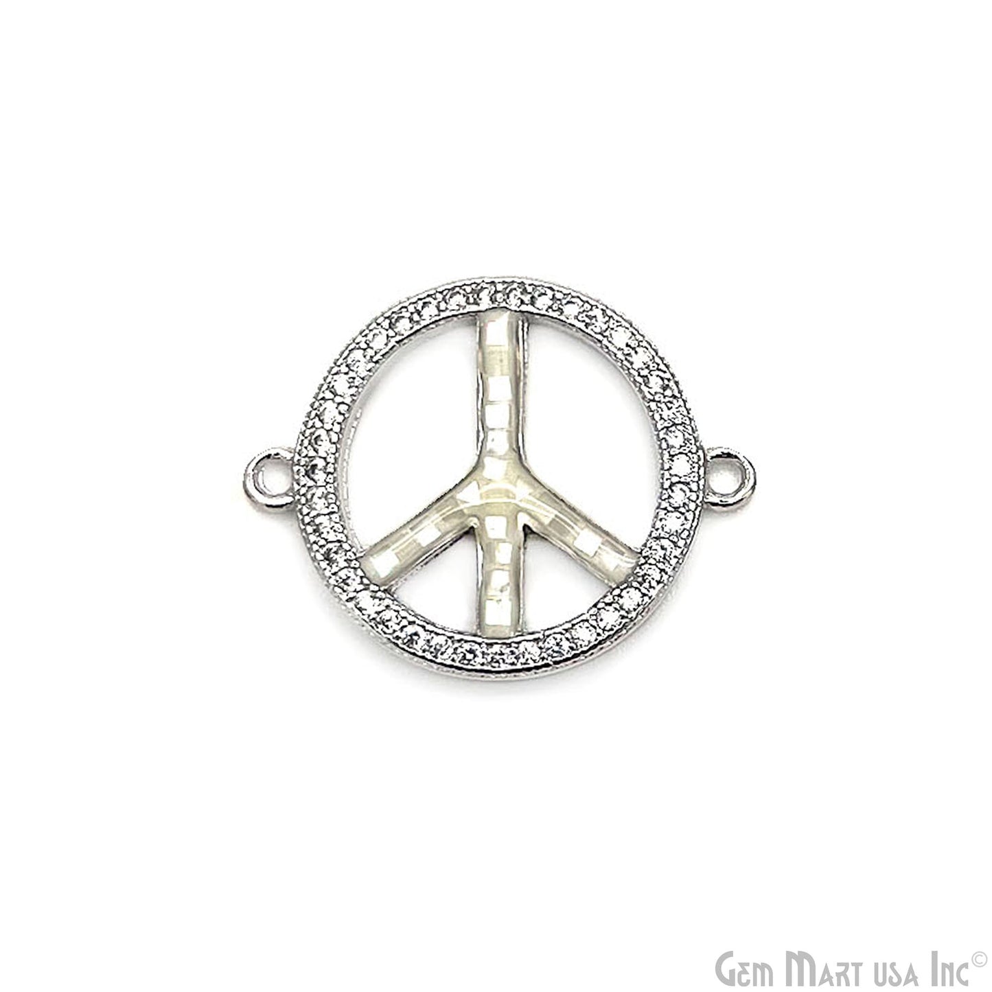 Peace Shape 18mm Cubic Zircon Round Double Bail Connector Pendant Charm Jewelry GemMartUSA
