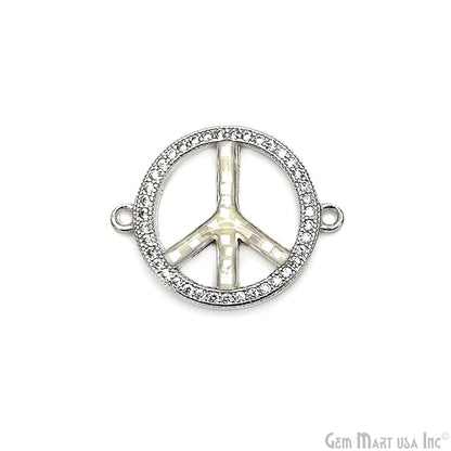 Peace Shape 18mm Cubic Zircon Round Double Bail Connector Pendant Charm Jewelry GemMartUSA