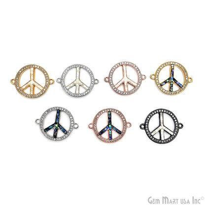 Peace Shape 18mm Cubic Zircon Round Double Bail Connector Pendant Charm Jewelry GemMartUSA
