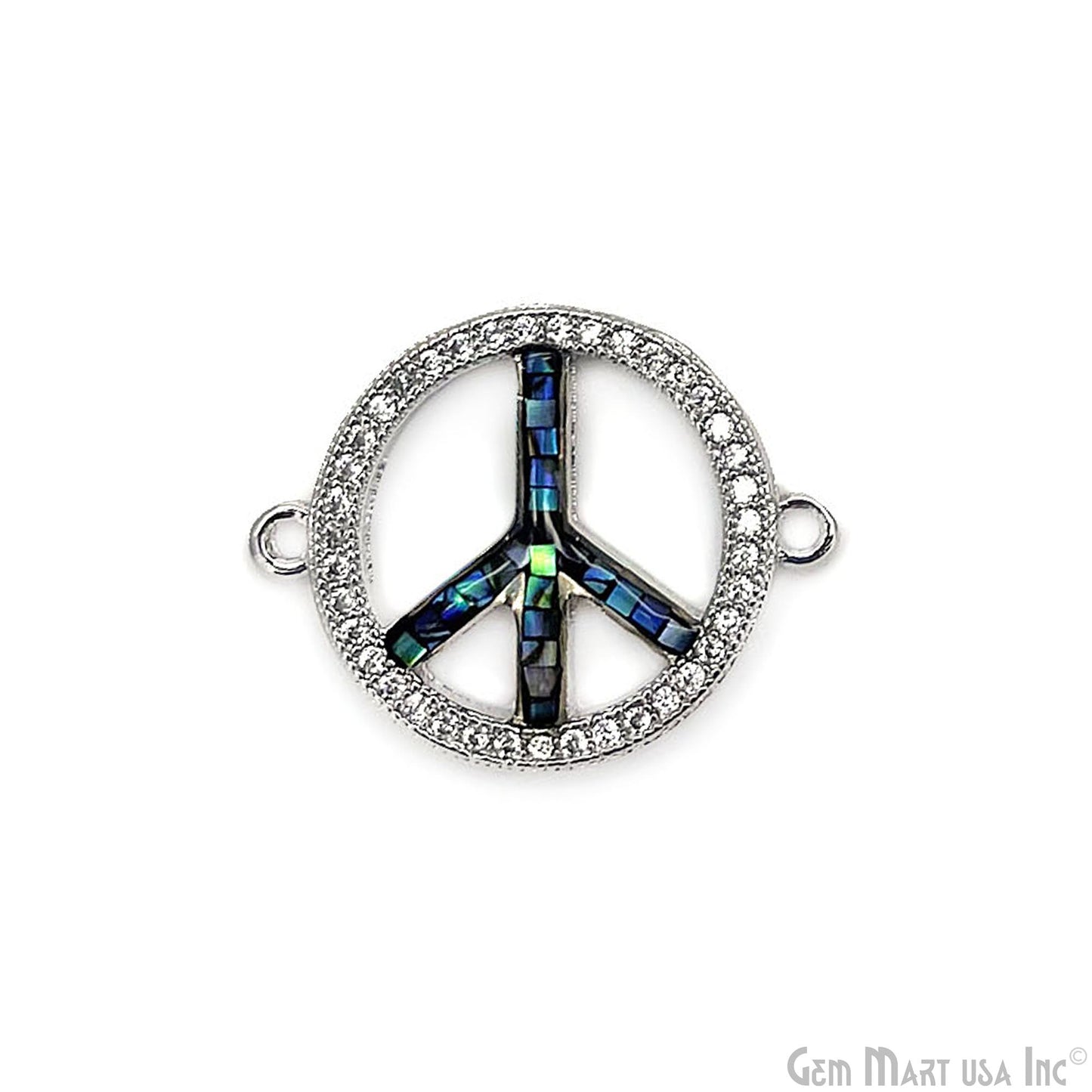 Peace Shape 18mm Cubic Zircon Round Double Bail Connector Pendant Charm Jewelry GemMartUSA