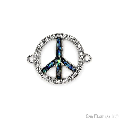 Peace Shape 18mm Cubic Zircon Round Double Bail Connector Pendant Charm Jewelry GemMartUSA
