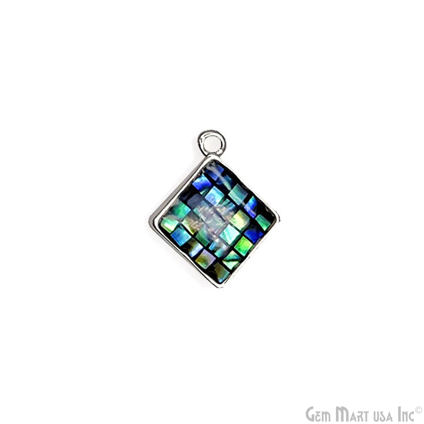 Shell Square Shape 14mm Single Bail Connector Charm Jewelry GemMartUSA