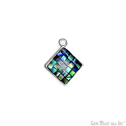 Shell Square Shape 14mm Single Bail Connector Charm Jewelry GemMartUSA