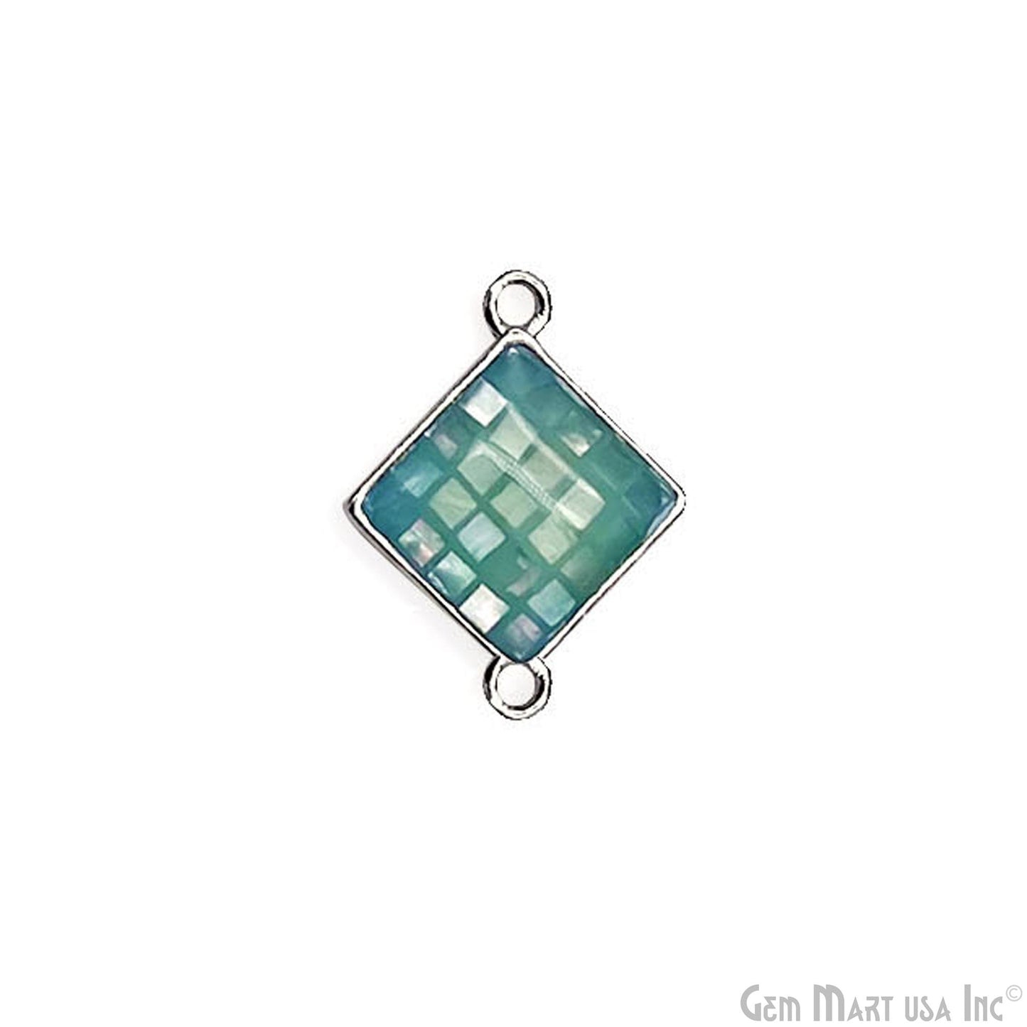 Shell Square Shape 14mm Double Bail Connector Charm Jewelry GemMartUSA