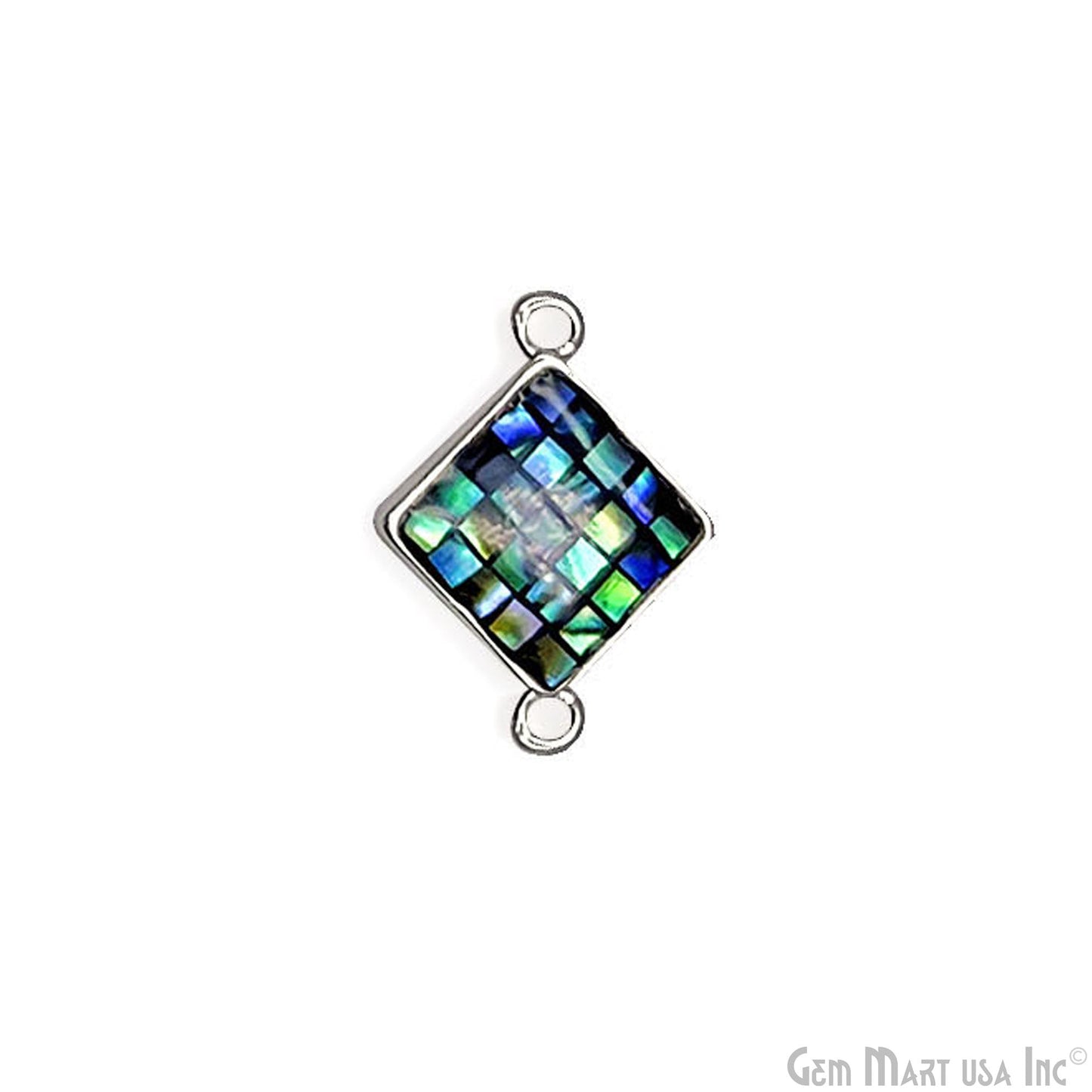 Shell Square Shape 14mm Double Bail Connector Charm Jewelry GemMartUSA