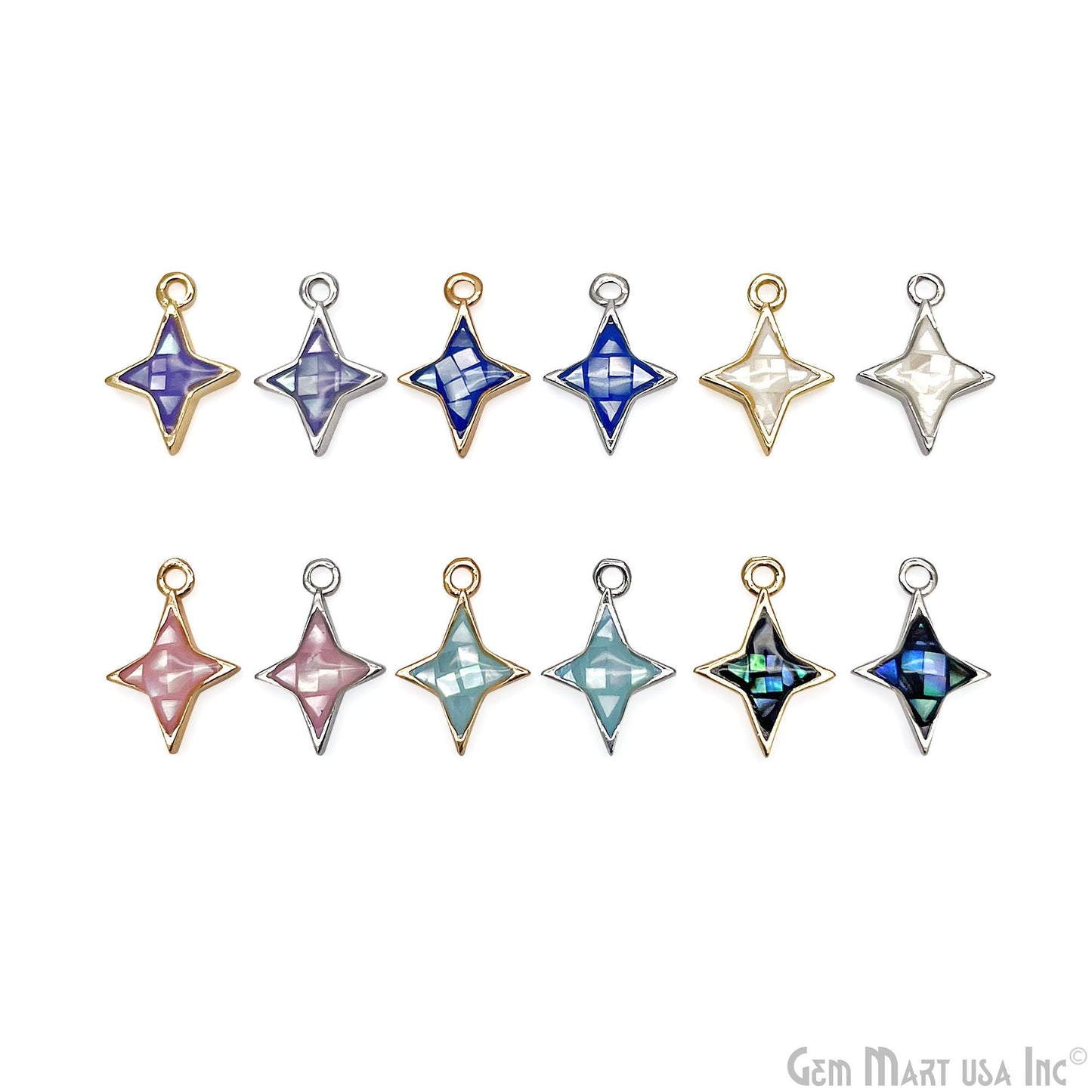 Star shape Charm Shell 14x10mm Single Bail Connector Charm Jewelry GemMartUSA