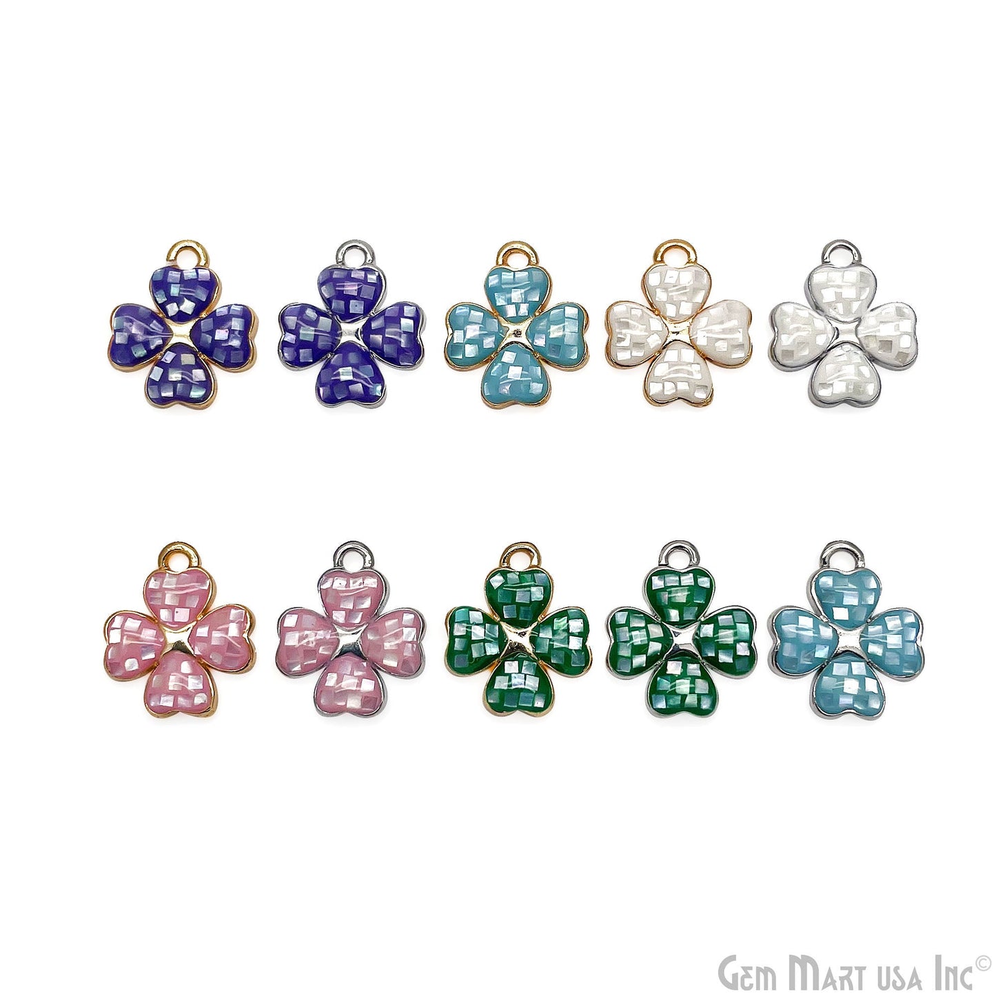 Clover shape Charm Shell 14x12mm Single Bail Connector Charm Jewelry GemMartUSA