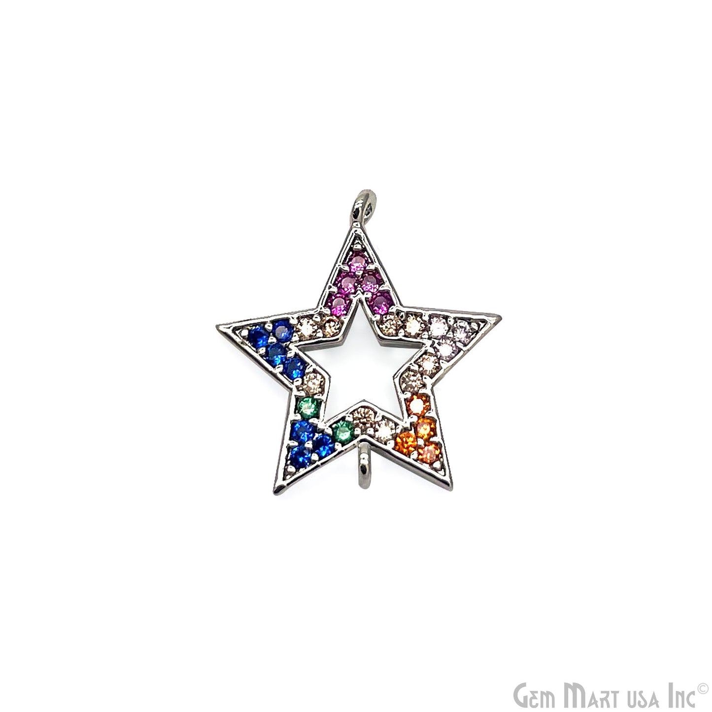 Multi Zircon Star Shape Double Bail Pendant Connector Charms Jewelry GemMartUSA