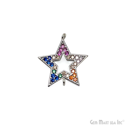 Multi Zircon Star Shape Double Bail Pendant Connector Charms Jewelry GemMartUSA
