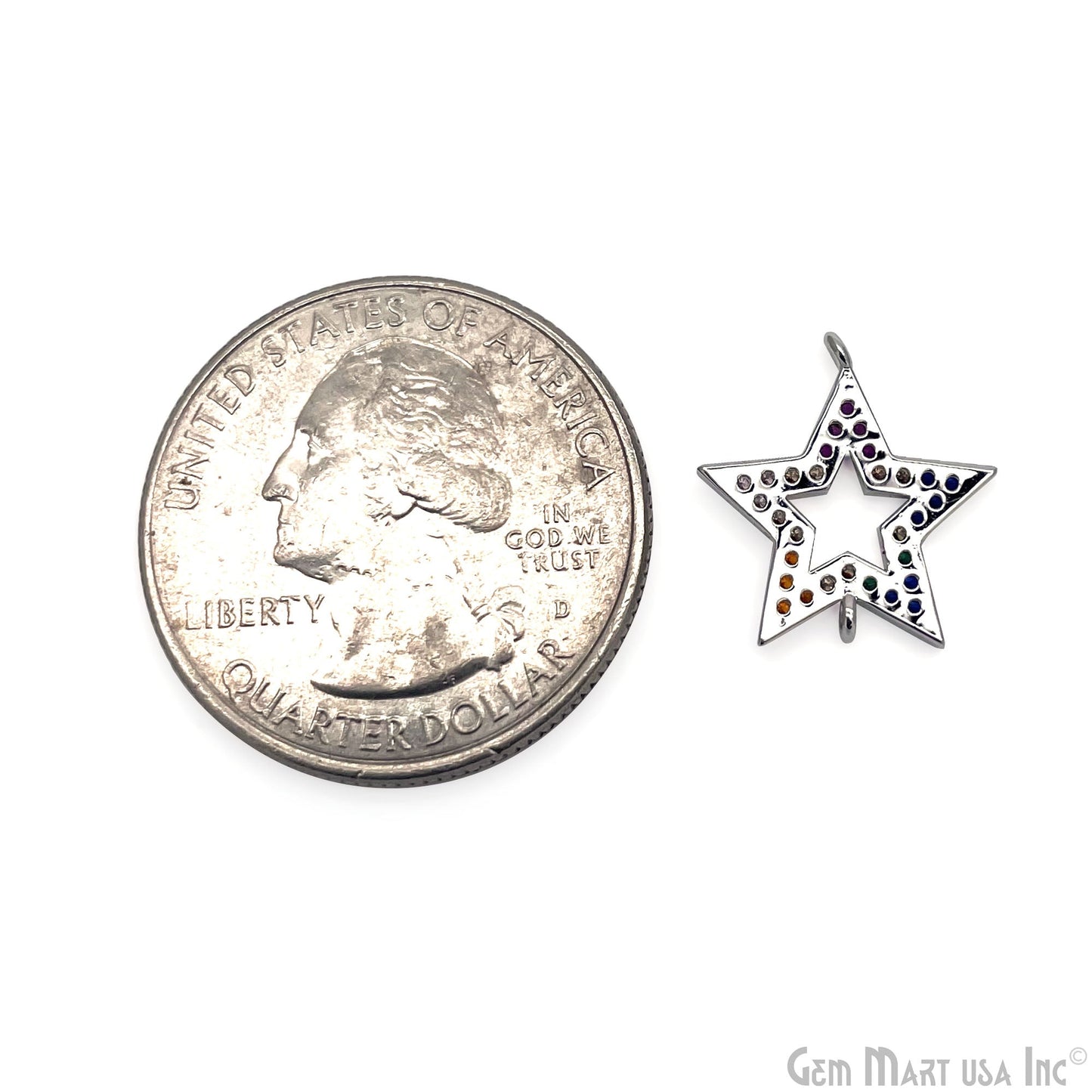 Multi Zircon Star Shape Double Bail Pendant Connector Charms Jewelry GemMartUSA