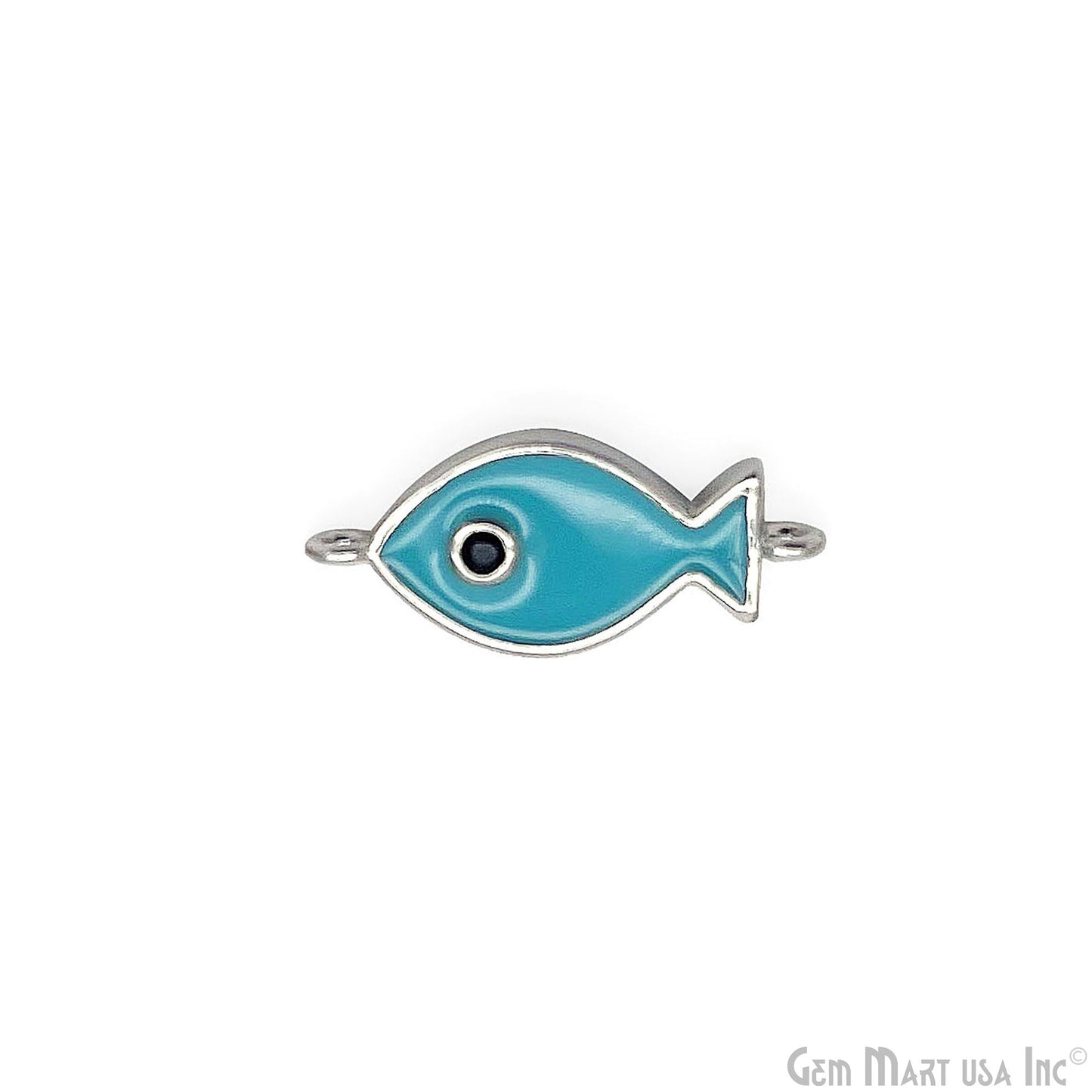 Fish Charm Blue Shell  Double Bail Connector Pendant Jewelry GemMartUSA