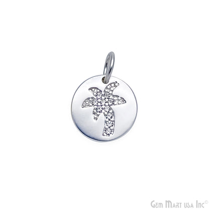 CZ Coconut Tree Round Charm Pendant 10mm Single Bail Tree Bracelet Charm Jewelry GemMartUSA