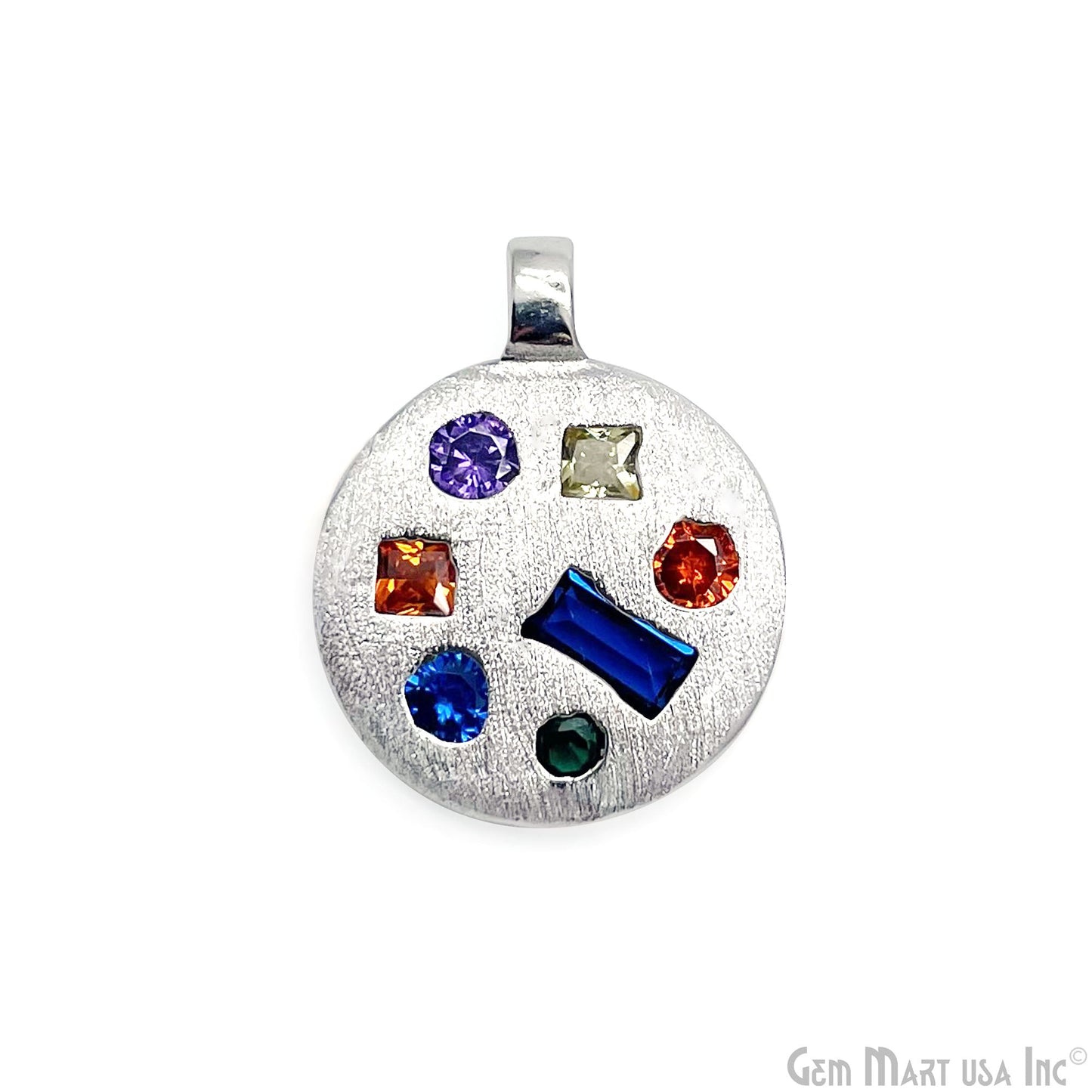 Stone Matte Finish Round Charm Pendant 16mm Pendant Jewelry GemMartUSA