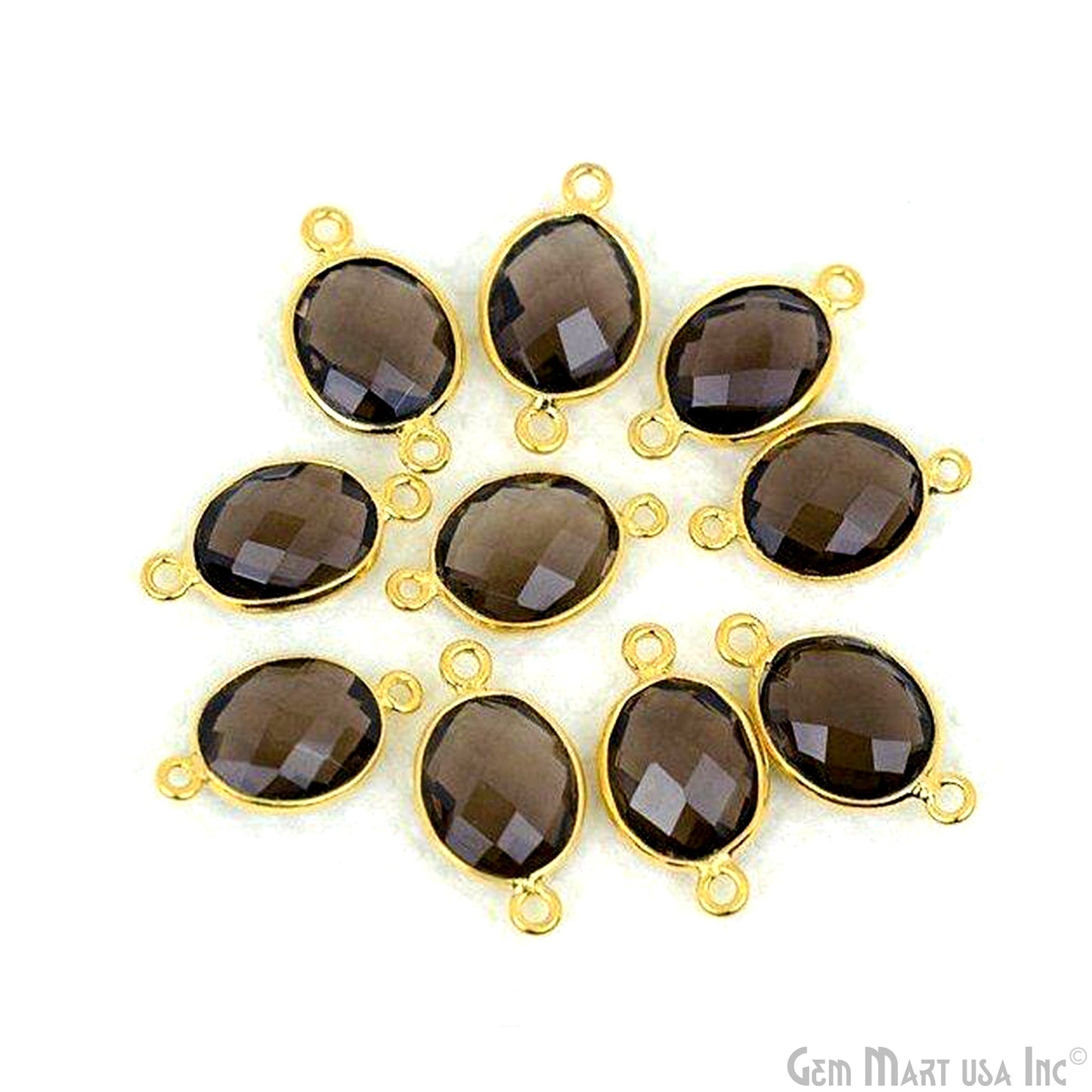 Oval 10x12mm Double Bail Gold Bezel Gemstone Connector