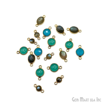 Gold Plated Connector Bulk Lot, Double Bail Bezel Gemstones, Jewelry Making Supplies, DIY Jewelry Starter Kit, 18 pcs Craft Pack, GemMartUSA