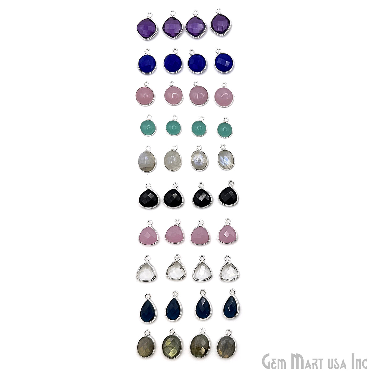 Silver Plated Pendant Bulk Lot, Single Bail Bezel Gemstones, Jewelry Making Supplies, DIY Jewelry Starter Kit, 18 pcs Craft Pack, GemMartUSA