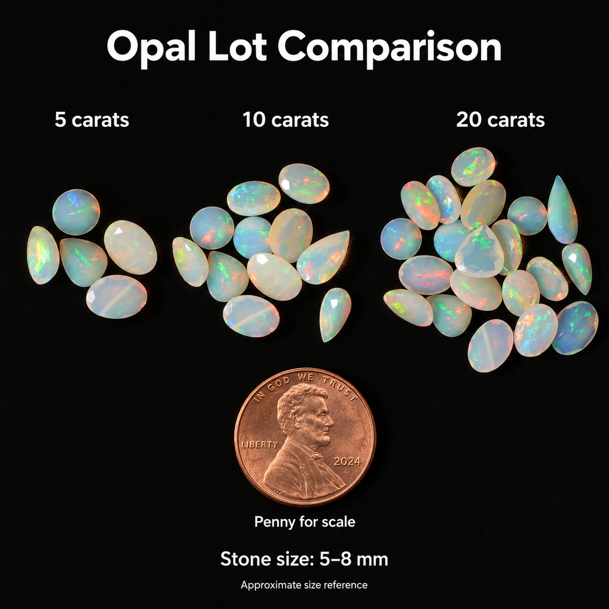 White Opal Wholesale Gemstones, 100% Natural Precious Gems, White Faceted Loose Gems, 10-15mm, Mixed, 5 Carats+