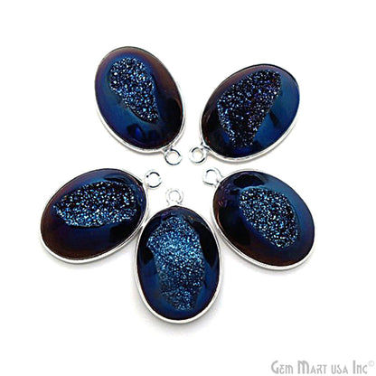 Window Druzy 13x18mm Oval Bezel Cave Druzy Connector (Pick Color, Bail, Plating)