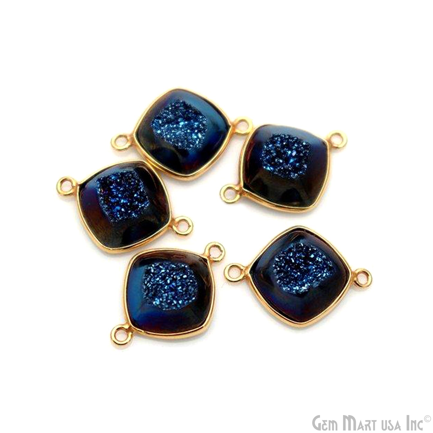 Window Druzy 12mm Cushion Shape Bezel Cave Druzy Gemstone Connector (Pick Your Color, Bail, Plating)