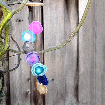 Gemstone Wind Chime, Natural Agate Slices, Crystal Quartz Wind Chime, Garden Décor, Home Décor, Melodic Tones