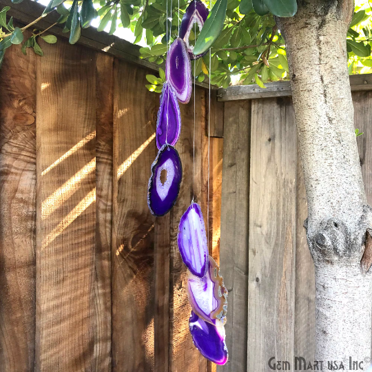 Gemstone Wind Chime, Natural Agate Slices, Crystal Quartz Wind Chime, Garden Décor, Home Décor, Melodic Tones