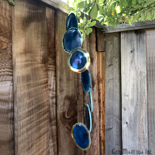 Gemstone Wind Chime, Natural Agate Slices, Crystal Quartz Wind Chime, Garden Décor, Home Décor, Melodic Tones