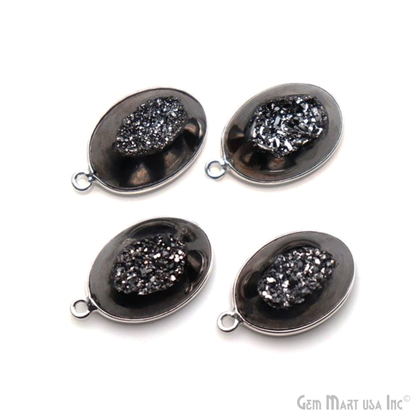 Window Druzy 13x18mm Oval Bezel Cave Druzy Connector (Pick Color, Bail, Plating)