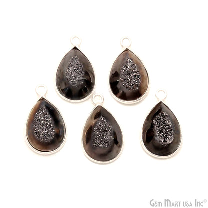 Window Druzy 10x14mm Pears Shape Bezel Cave Druzy Gemstone Connector (Pick Your Color, Bail, Plating)