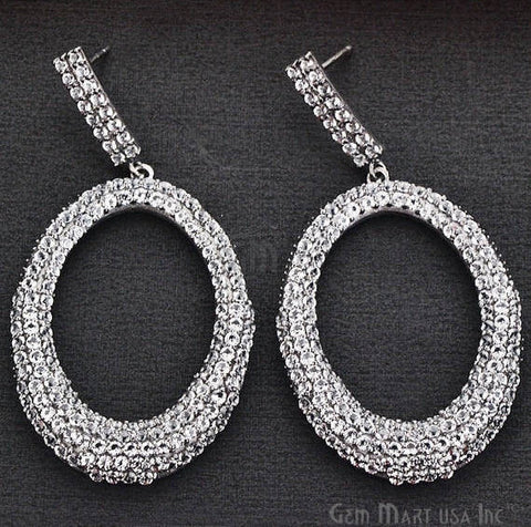 Black Plated Studded With Micro Pave White Topaz Dangle Earring