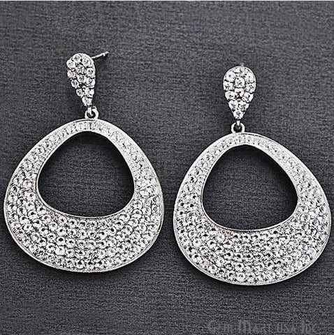 Black Plated Studded With Micro Pave White Topaz Dangle Earring