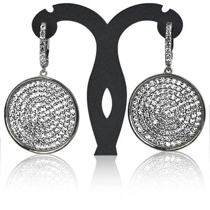 Black Plated Studded With Micro Pave White Topaz Dangle Earring