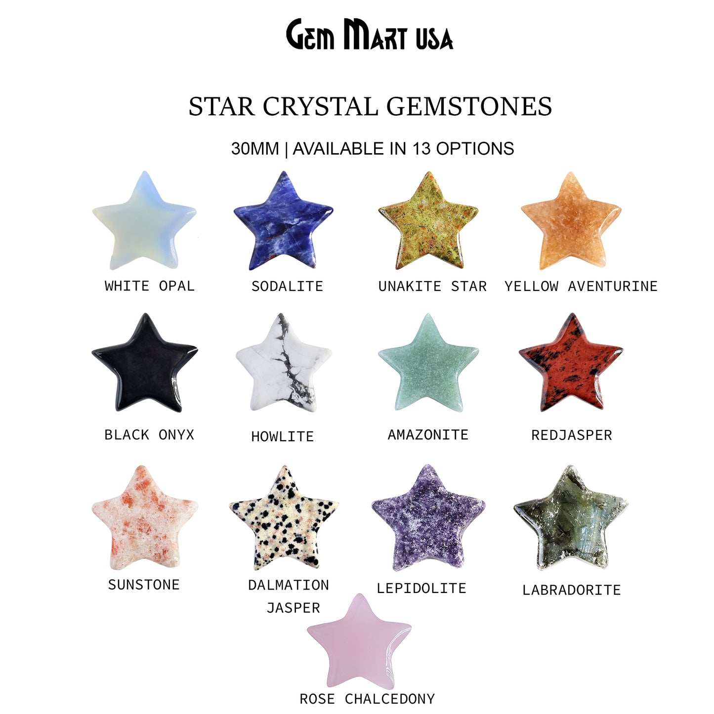 Star Shaped Natural Stone Hand Carved Gemstone