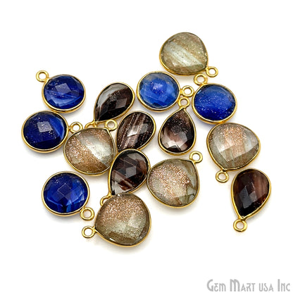 Gold Plated Pendant Bulk Lot, Single Bail Bezel Gemstones, Jewelry Making Supplies, DIY Jewelry Starter Kit, 18 pcs Craft Pack, GemMartUSA