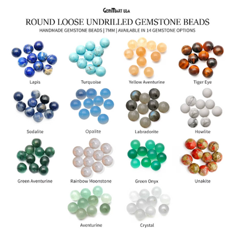 Mixed Round Gemstone, 7mm, 10pc, 100% Natural Faceted Loose Gems, Wholesale Gemstones