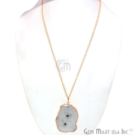 One Of A Kind Druzy Gold Electroplated Necklace Chain Pendant