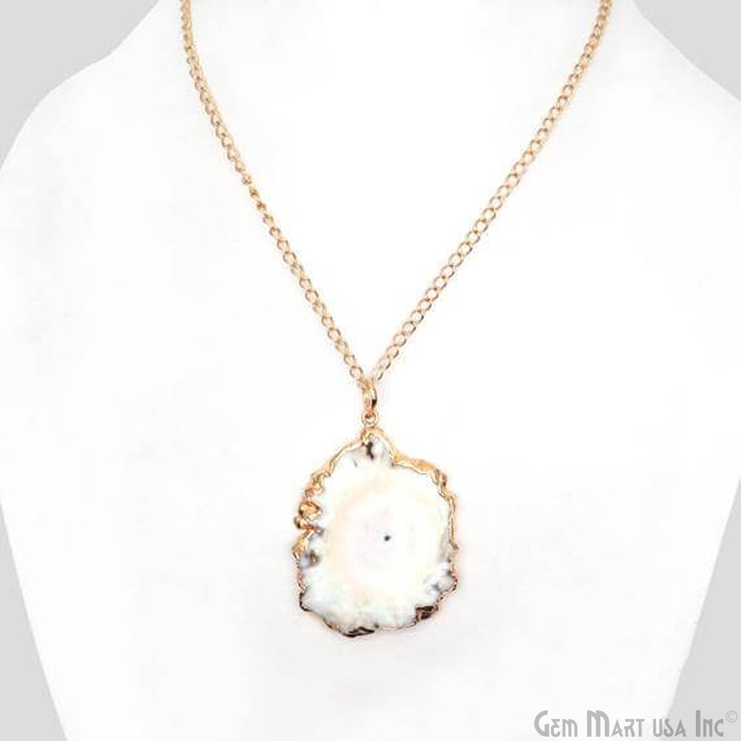 One Of A Kind Solar druzy 45x62mm Gold Electroplated Single Bail 34 Inch Necklace Chain Pendant