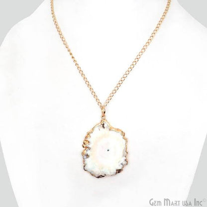 One Of A Kind Druzy Gold Electroplated Necklace Chain Pendant