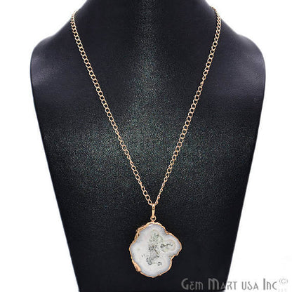 One Of A Kind Druzy Gold Electroplated Necklace Chain Pendant