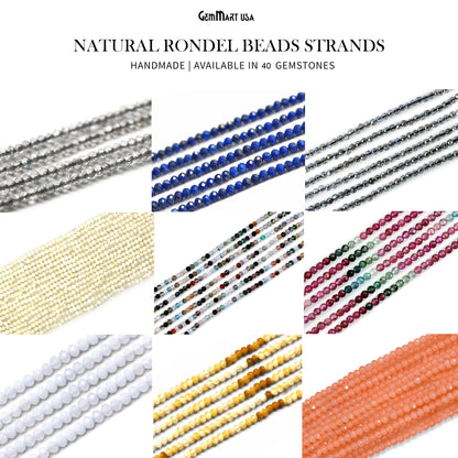 Rondelle Beads, 12-13 Inch Bead Strands, Natural Strung Gemstone, 2-2.5mm, Faceted, GemMartUSA (70000)