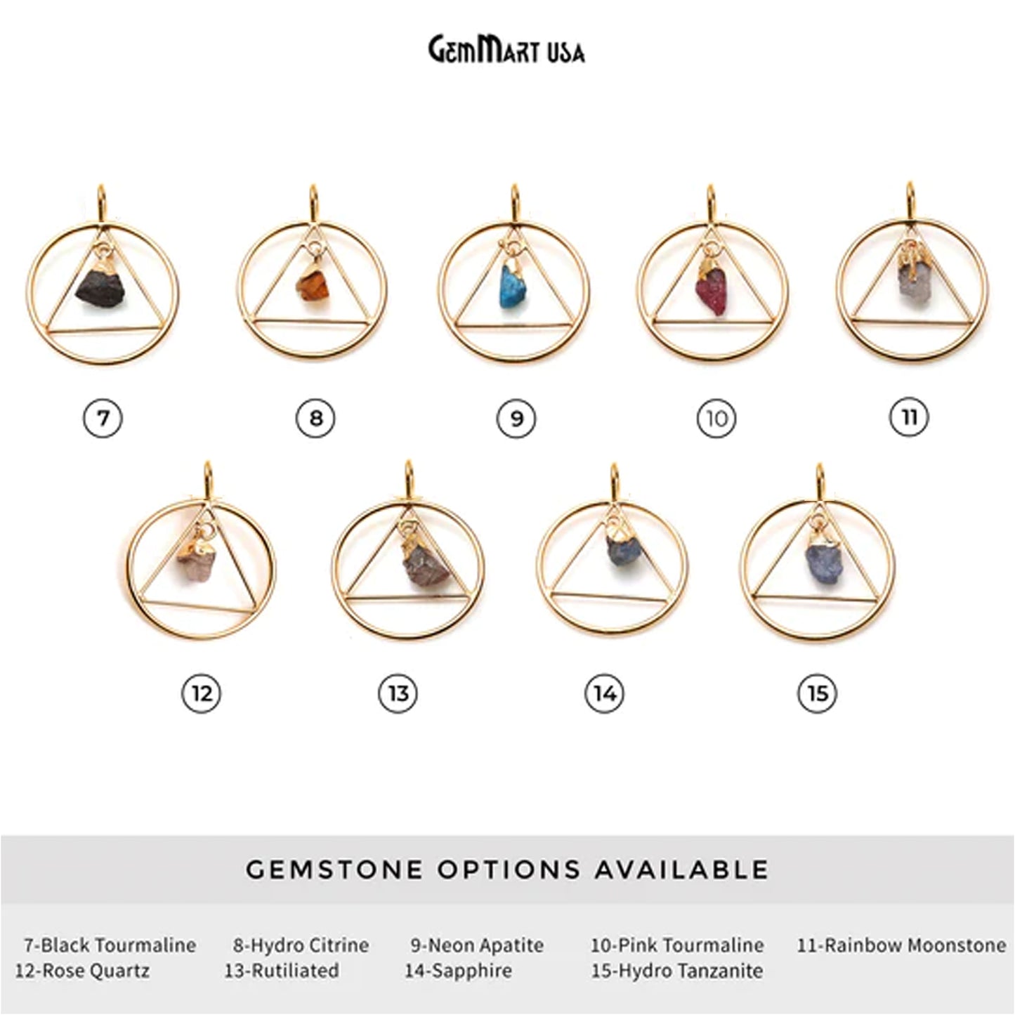 Rough Gemstone Circle Triangle Connector (Pick Your Stone)