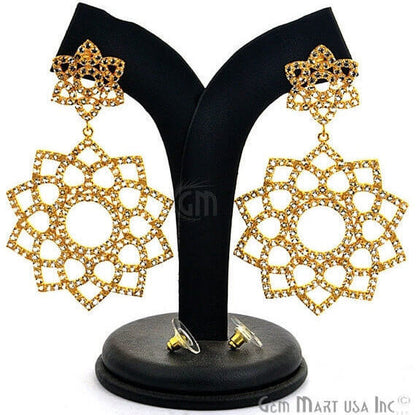 Gold Vermeil Studded With Micro Pave White Topaz Dangle Earring